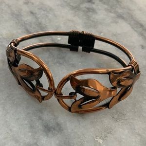 Vintage Burnished Copper Clamper Cuff Bracelet